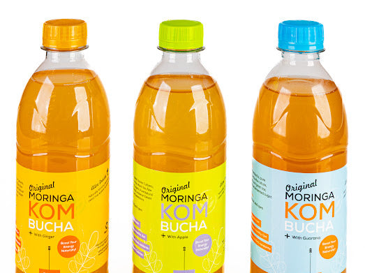 Three bottles of Original Moringa KomBucha 500ml bottles