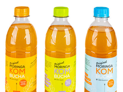 Three bottles of Original Moringa KomBucha 500ml bottles